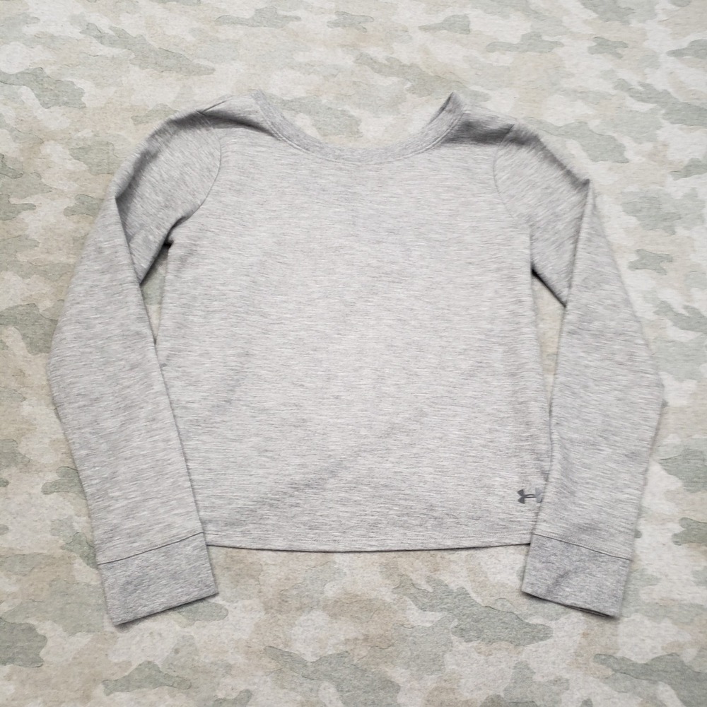 Under Armour Top Womens Small Gray Loose Pullover Crossover Long Sleeve